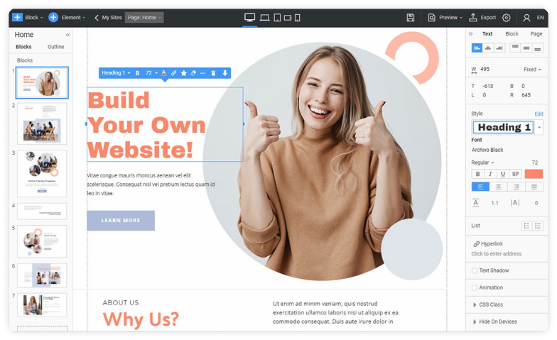 Build your own website according to you in Globefunction